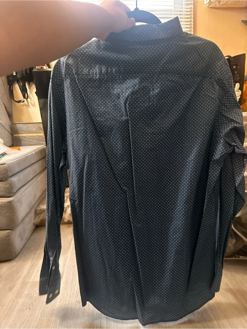 Banana Republic Navy Blue Dot-Print Button-Down Shirt